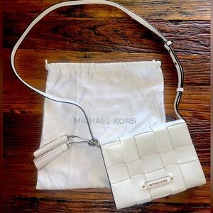 White leather woven Michael Kors purse